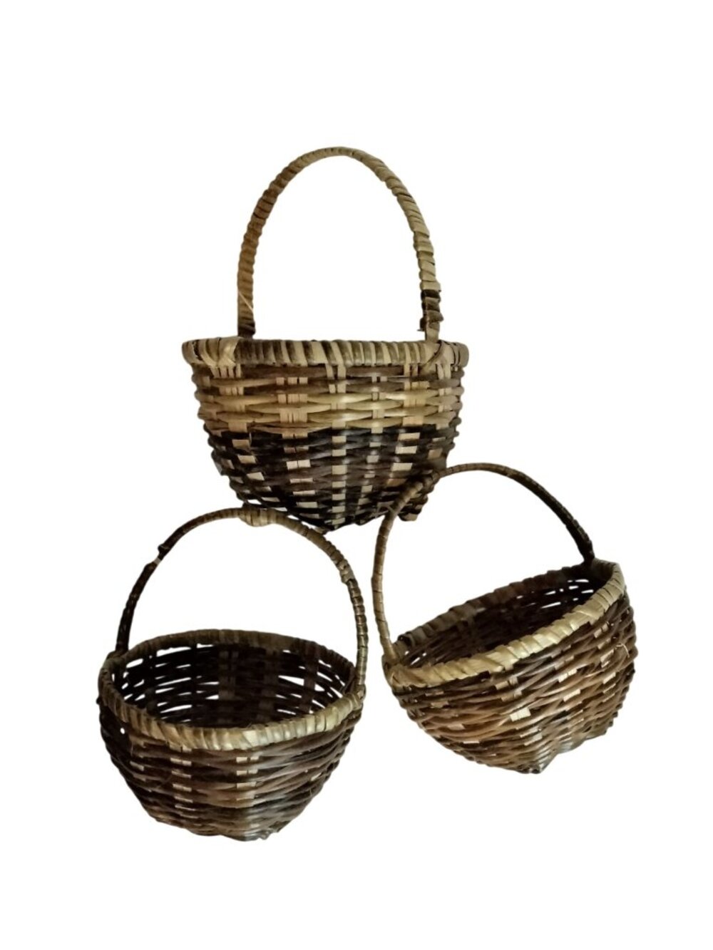 Mini Woven Basket Darice Brown Round Design Miniature Farmhouse Lot 3
